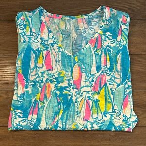 Lilly Pulitzer Vibrant Aqua and Pink Cover Up Size M Like New